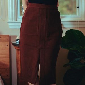 S J.O.A. Double pocket Maroon Pencil Skirt